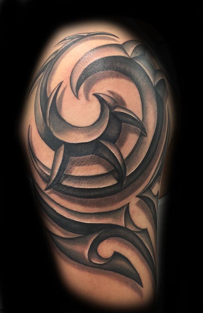Black and Gray,Tribal tattoo by